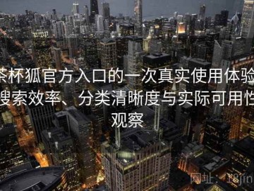 茶杯狐官方入口的一次真实使用体验：搜索效率、分类清晰度与实际可用性观察