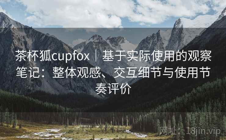 茶杯狐cupfox｜基于实际使用的观察笔记：整体观感、交互细节与使用节奏评价